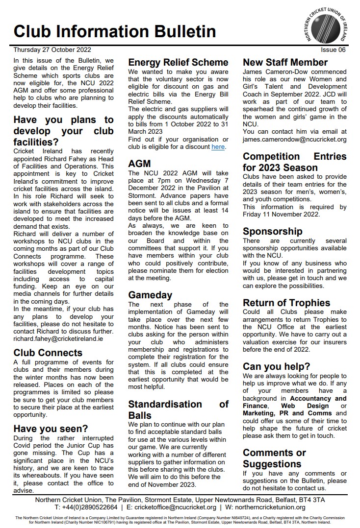 NCU Club Info Bulletin - Issue 06